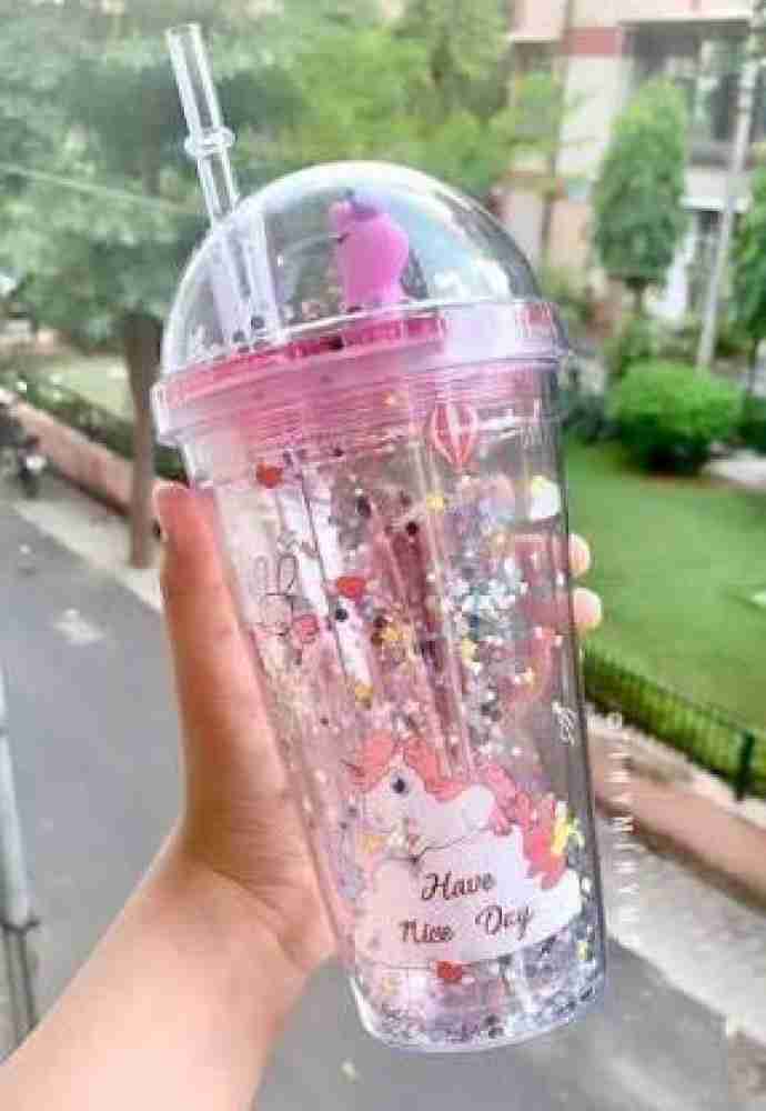 Mickey Printed Sipper Bottle With Straw For Kids, Glass Tumbler Sipper  Water Bottle