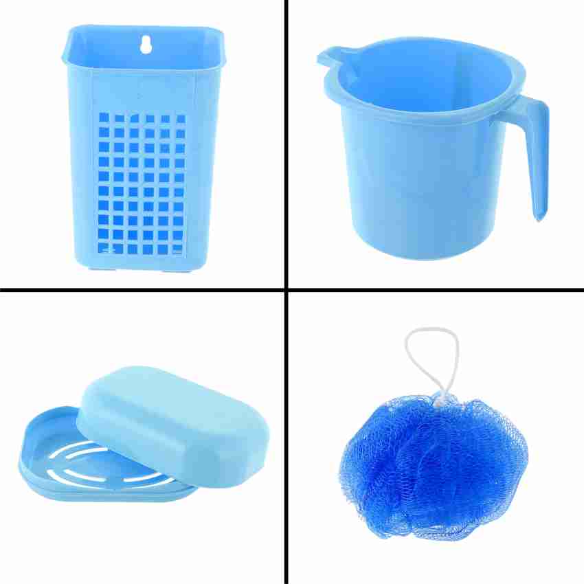 KUBER INDUSTRIES Plastic Bathroom Set of 6 Pieces with Bucket, Mug,  Stool,Tooth Brush Stand, Soap case & Juna Set (Blue)-25_F_KUBMART15277 16 L  Plastic Bucket Price in India - Buy KUBER INDUSTRIES Plastic