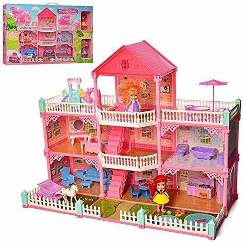 RVM Toys Big Size Large Mansion Pink Doll House 3 Feet x 2 Feet x