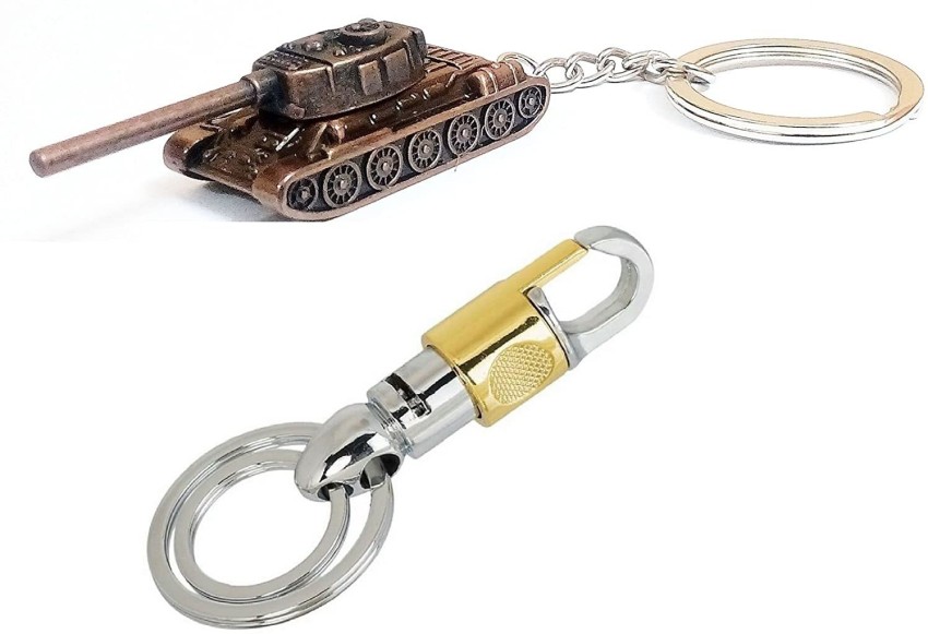 kd collections KD-298 Double Ring Hook Keychain for Bike & Cars, Hook  Locking/Hook Lock/Hook Metal Keychain, Golden & Silver