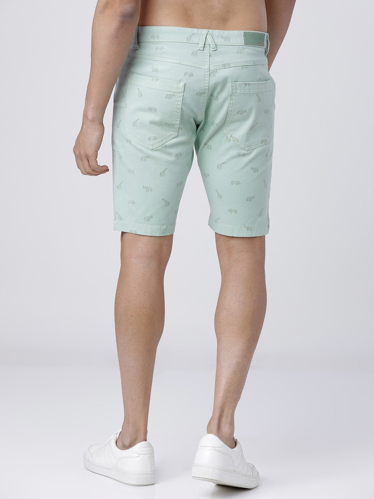 Green denim shop shorts mens