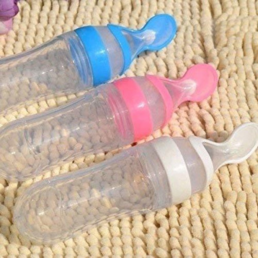 Silicone Baby Food Feeder Set Newborn Nibbler Pacifier Feeding Bottle  Squeeze Feeder for Infant Food Dispensing Dosing Spoon