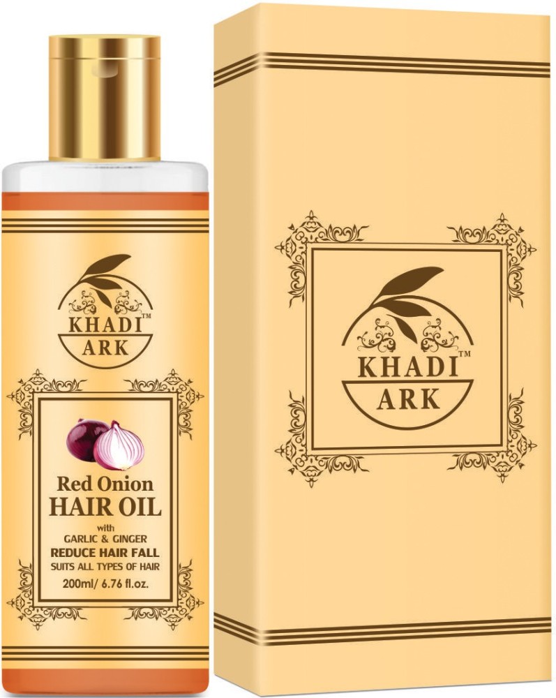 Khadi Ark Red Onion oil with Garlic & Ginger Reduce Hair Fall & Hair Growth  Hair Oil (200 ml) Hair Oil - Price in India, Buy Khadi Ark Red Onion oil  with
