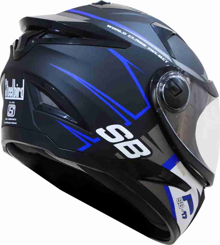 Steelbird SBH 17 ROBOT ICE MAT BLACK WITH BLUE Helmet For Men