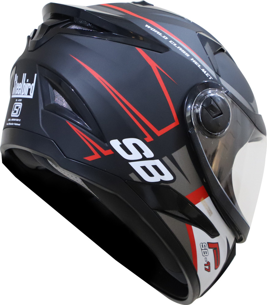 Steelbird SBH 17 ROBOT ICE MAT BLACK WITH RED Helmet For Men