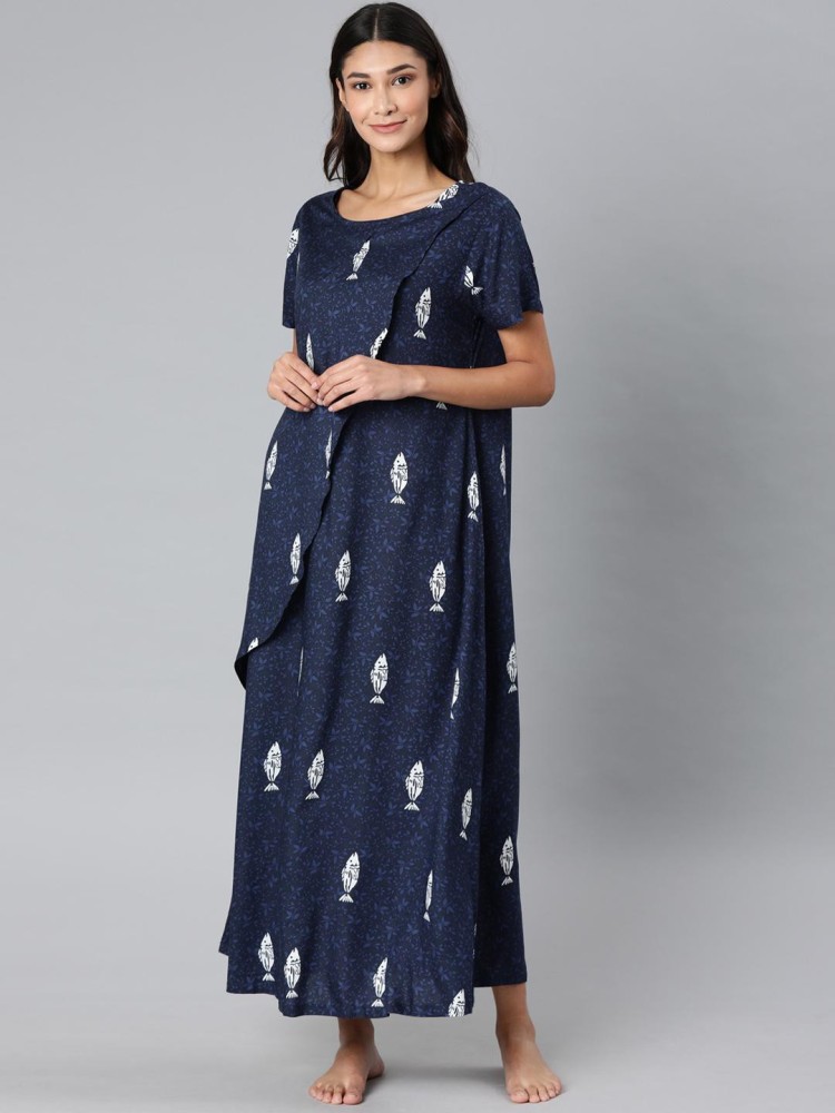 Buy Nejo Cotton Nursing / Maternity Printed Night Dress - Red at Rs.1334  online