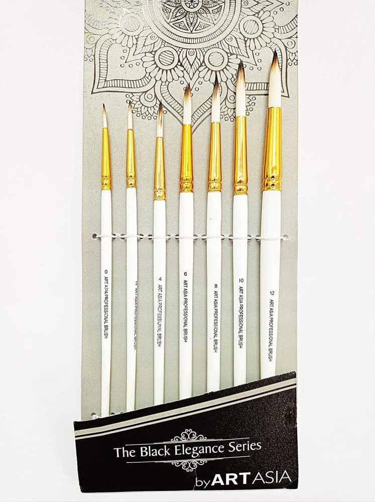 Buy FRKB Round and Flat Mix Painting Brush Set of 7 Pieces for