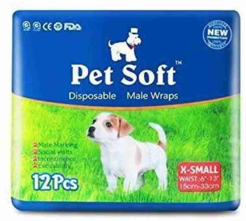 Pet Soft Male Dog Diapers Wraps 48 Count XS Disposable Dog