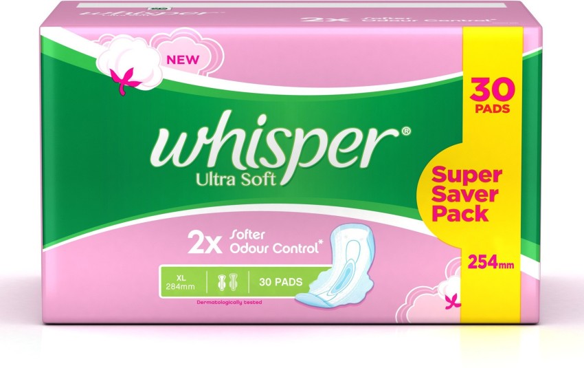 Whisper Ultra Soft Sanitary Pads - 30 Pieces (XL Plus)