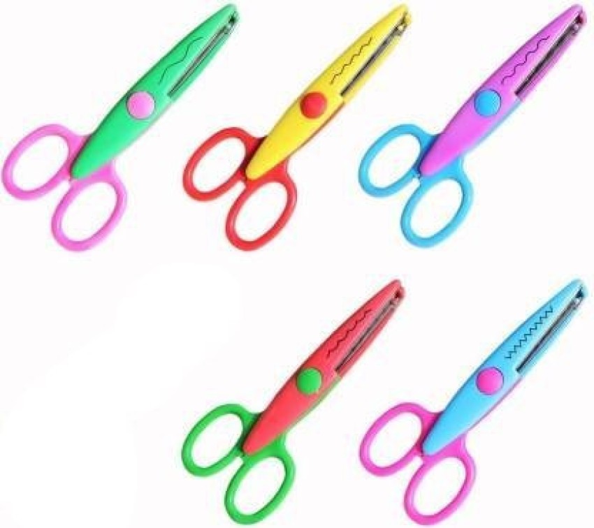 Shopaholic Premium Set of 6 Zig Zag Scissors random color  for art and craft children hobby etc Scissors - Art and craft