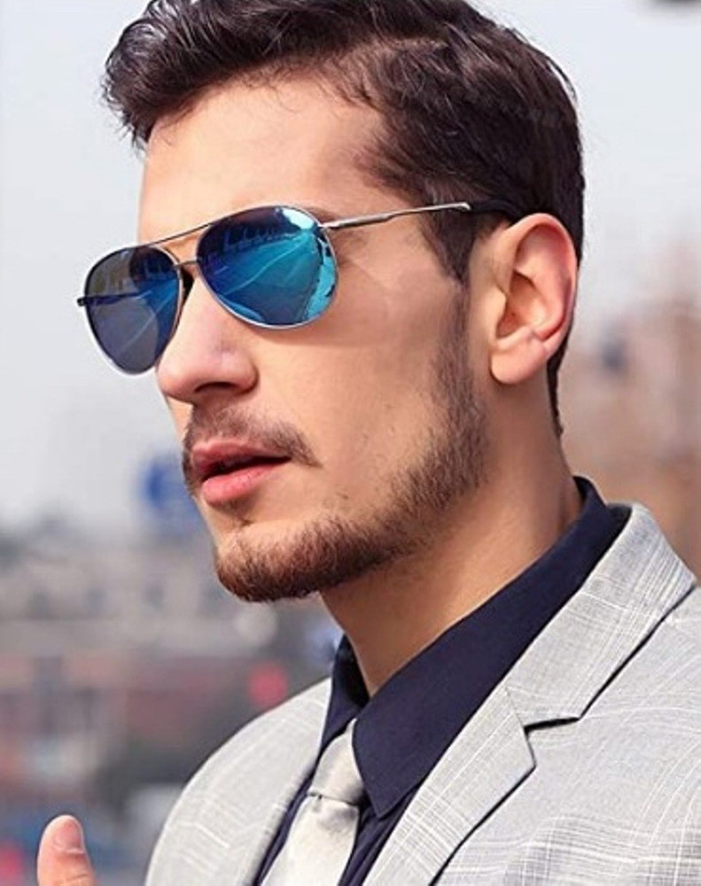 Buy Creek Aviator Sunglasses Black Blue Silver For Men Women
