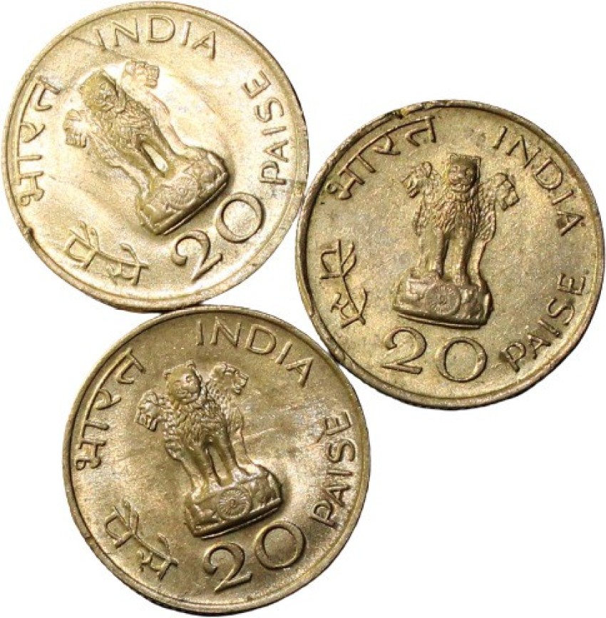 Prideindia 20 Paise Mahatma Gandhi ( 1869 - 1948 ) India Pack of 3