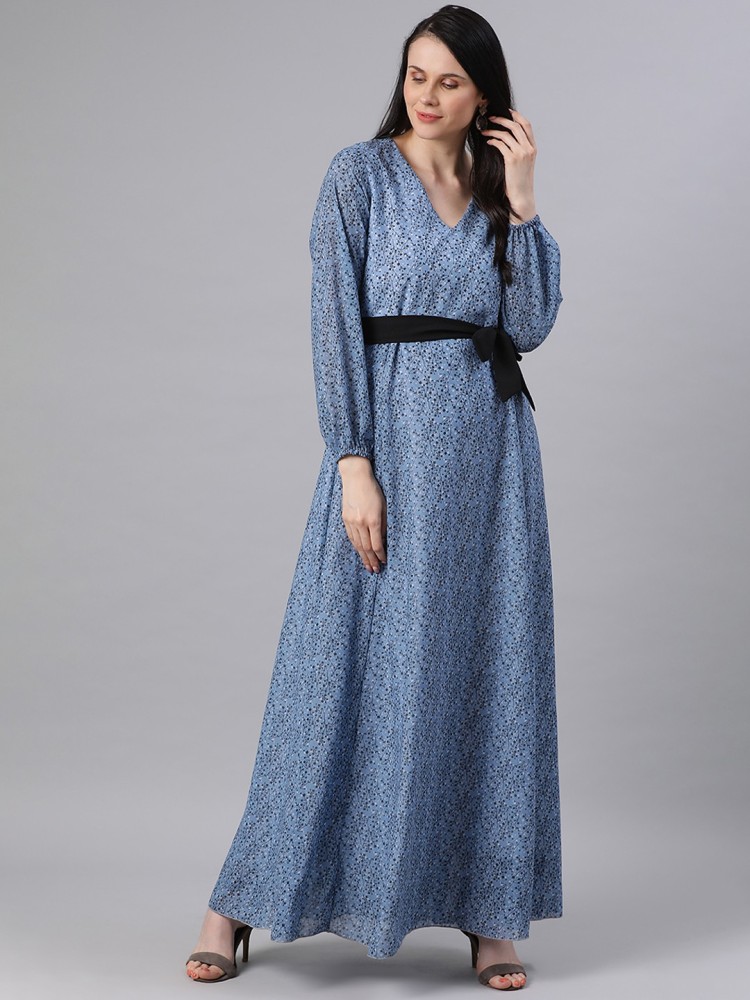 Lady Stark Women Maxi Blue Dress Buy Lady Stark Women Maxi Blue Dress Online at Best Prices in India Flipkart