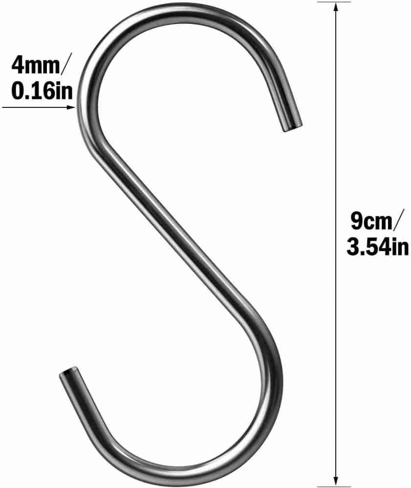 ASFUN 16 PCs Stainless Steel S Hooks Hanger, Height - 3.5 Inch, Thickness  - 4mm