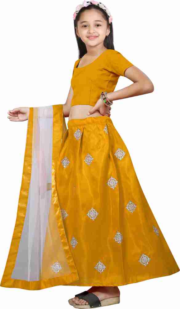 SHOPIFY HEAVEN Girls Lehenga Choli Ethnic Wear Embroidered Lehenga