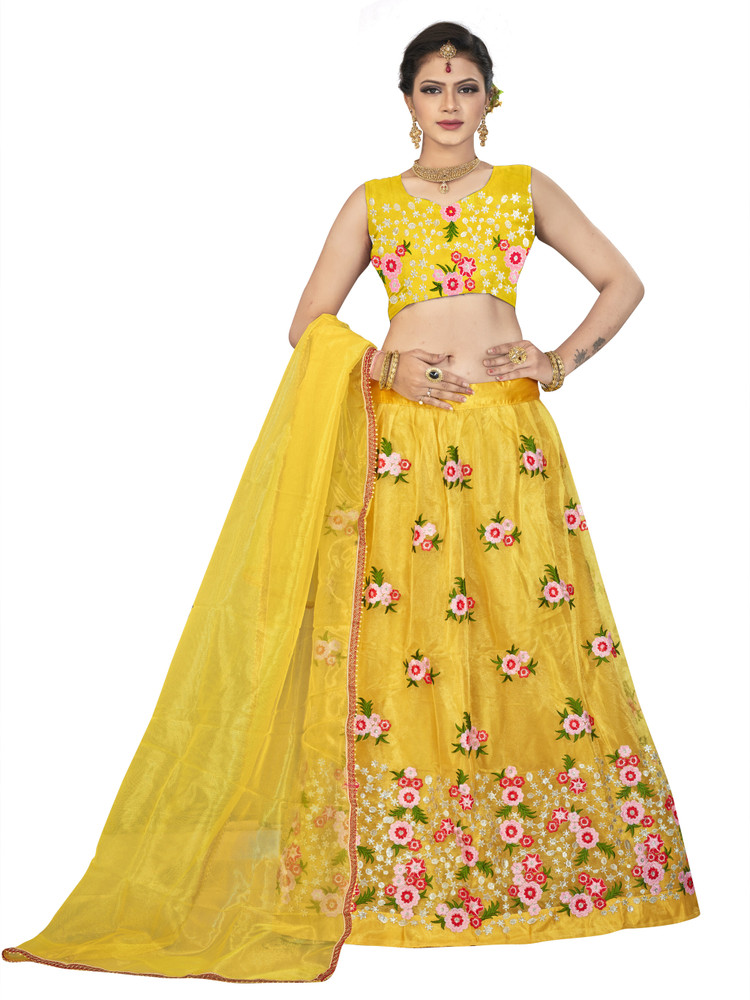 Yellow lehenga flipkart cheap