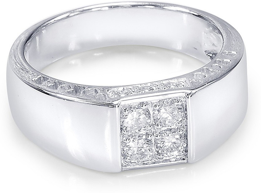 PEORA 0.925 Sterling Silver and Cubic Zirconia Ring for Men Silver