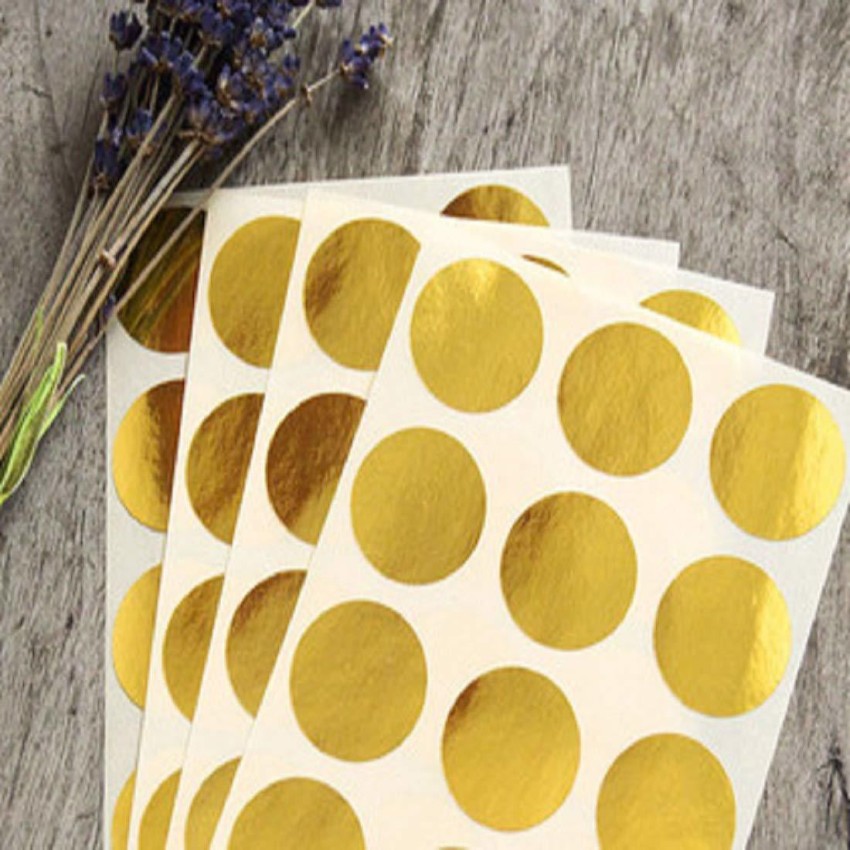 JSMSH 2.5 cm Gold Waterproof Round Dots Sticker for Envelopes