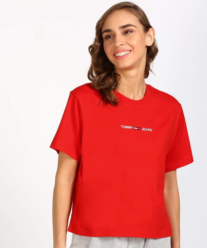 TOMMY HILFIGER Solid Women Round Neck Red T Shirt Buy TOMMY HILFIGER Solid Women Round Neck Red T Shirt Online at Best Prices in India Flipkart