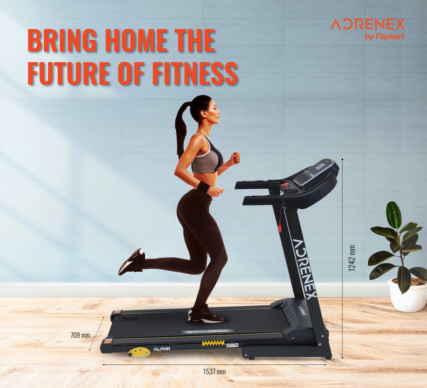 Adrenex by Flipkart Alpha Pro 2HP Manual Incline Motorized with 12 Preset Programs Anti Skid Belt and Free Installation Treadmill Buy Adrenex by Flipkart Alpha Pro 2HP Manual Incline Motorized with