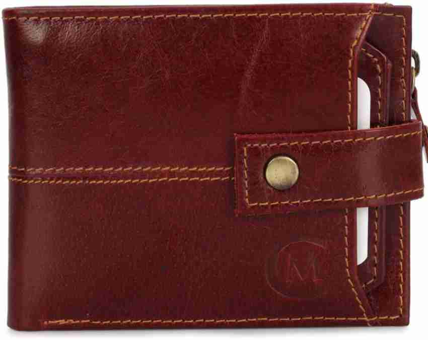 Cluemen Men Casual Maroon Genuine Leather Wallet Marron Price in