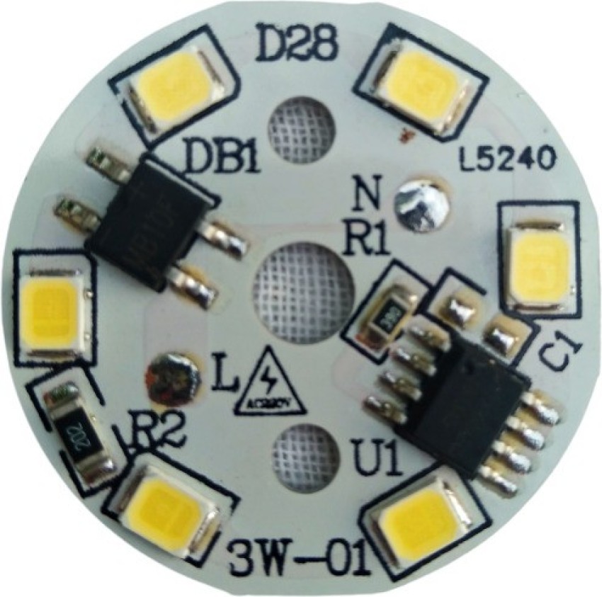 Khodiyar Online Store 3 watt DOB (Driver on Board) Bulb MCPCB Raw