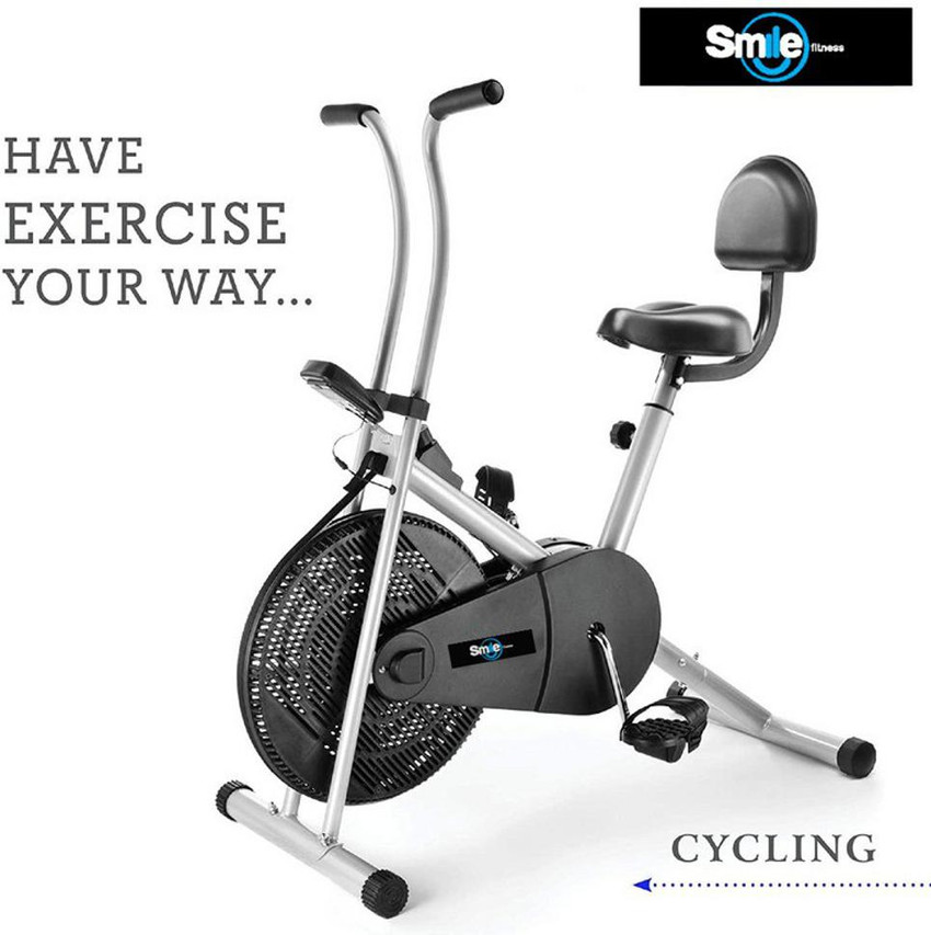 Smile Fitness Air Bike with Back Support Fix Arms for Cardio