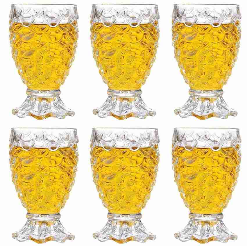 baluda Pack of 6 Glass Pineapple Shaped Juice Glasses, Drinking Glass Set,  Crystal Clear, Fancy Glass with Handle for Drinking Water, Juice, Cold  Drink, Whiskey, Wine, Liquor Price in India - Buy