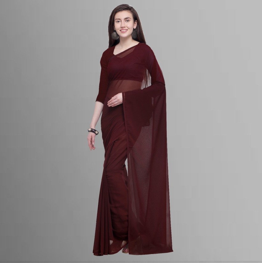 Plain chiffon hot sale saree flipkart