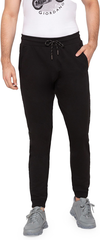 GIORDANO Solid Men Black Track Pants Buy GIORDANO Solid Men