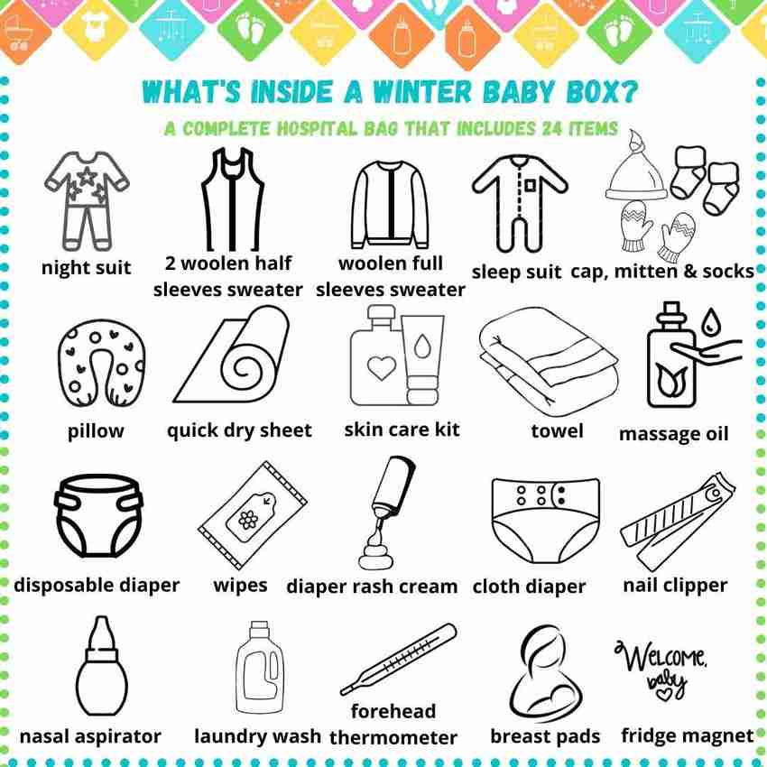 The Baby First Box New Born Baby Essential Kit 24 Items For Baby