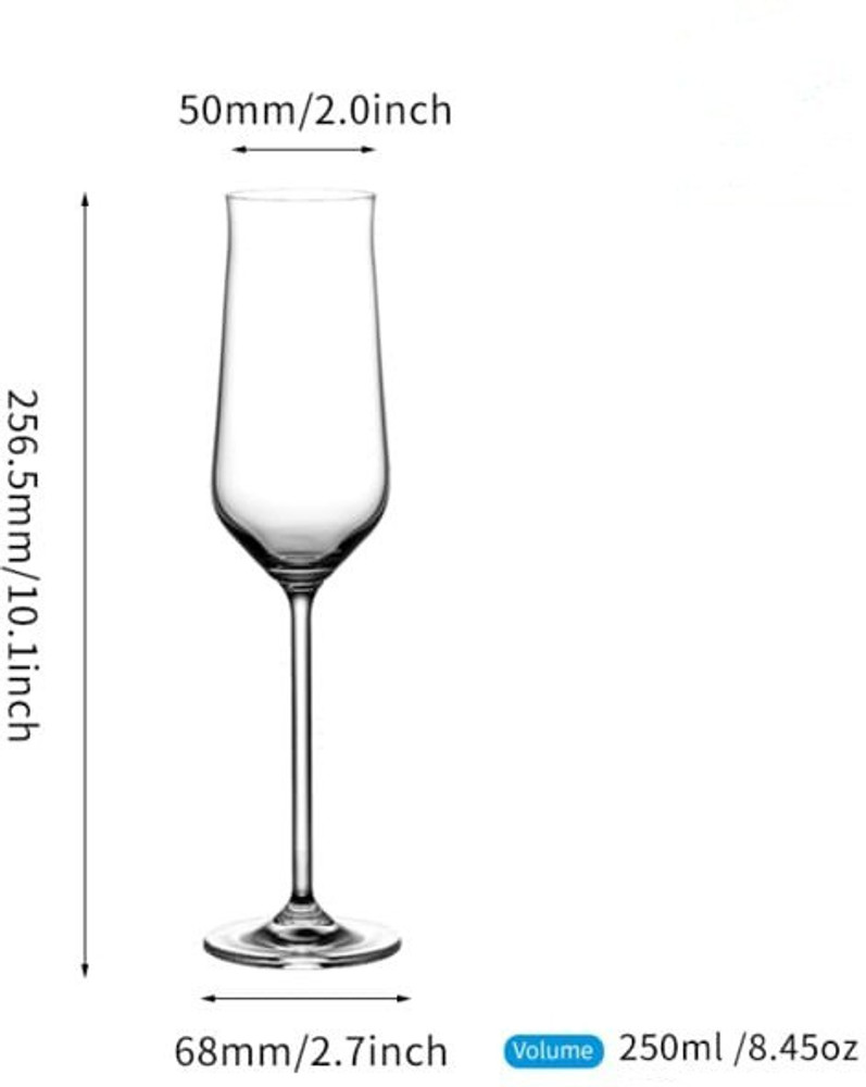BMVENTERPRISE Pack of 6 Wine Glass Extra Long Thin Glass