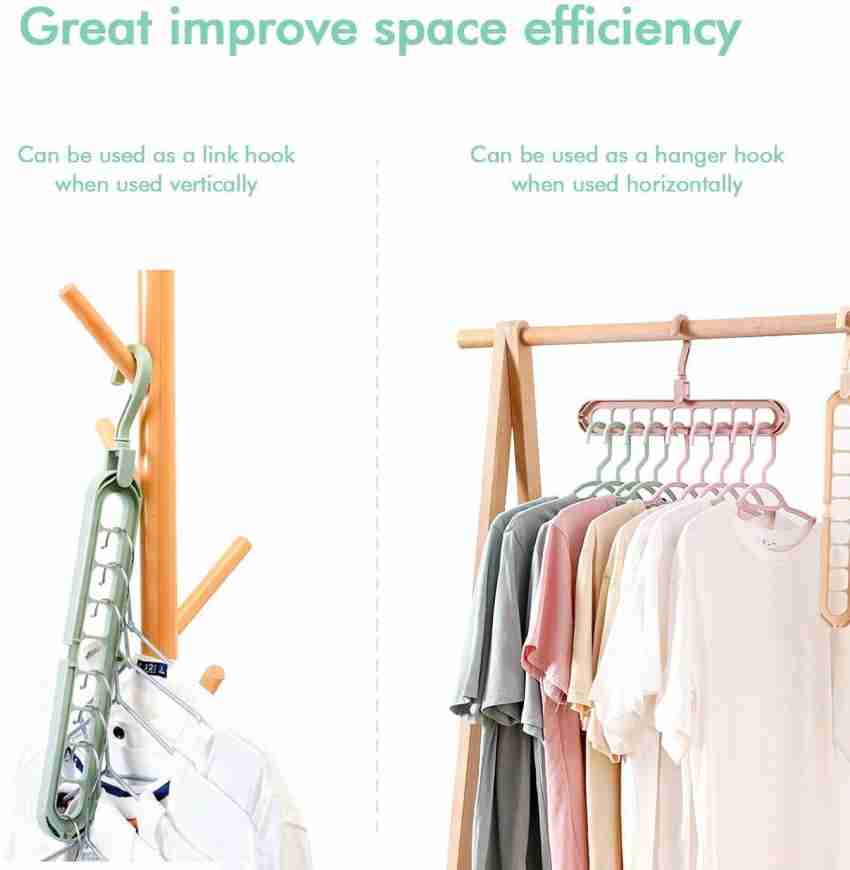 Magic Space Saving Clothes Hangers Multifunctional Smart Closet Organizer  Premium Wardrobe Clothing Cascading Hanger 9 Slots, Innovative Design for