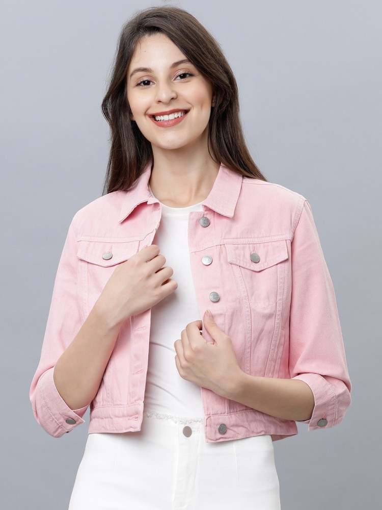 Baby pink denim skirt and outlet jacket