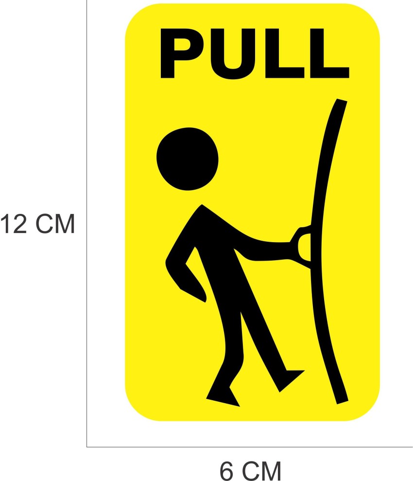 PUSH GENTLY Signage on Yellow gravoply