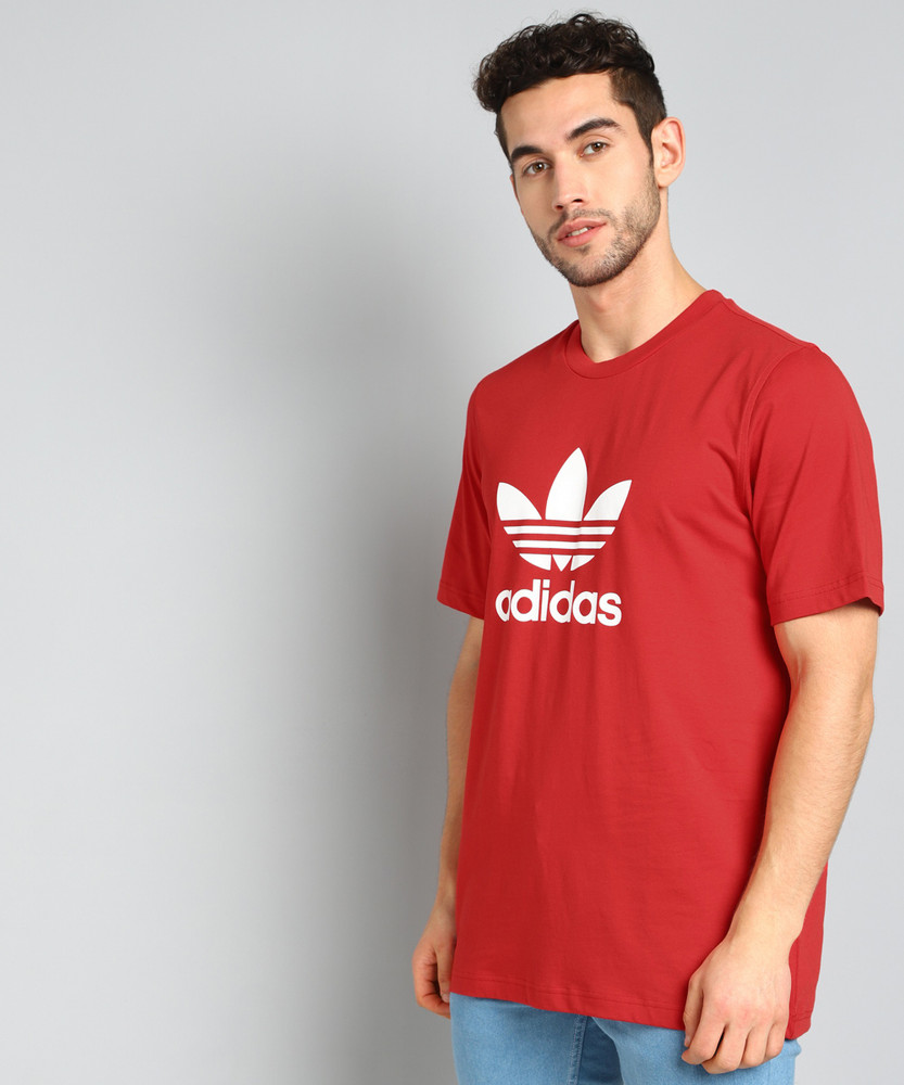 Adidas red trefoil online shirt