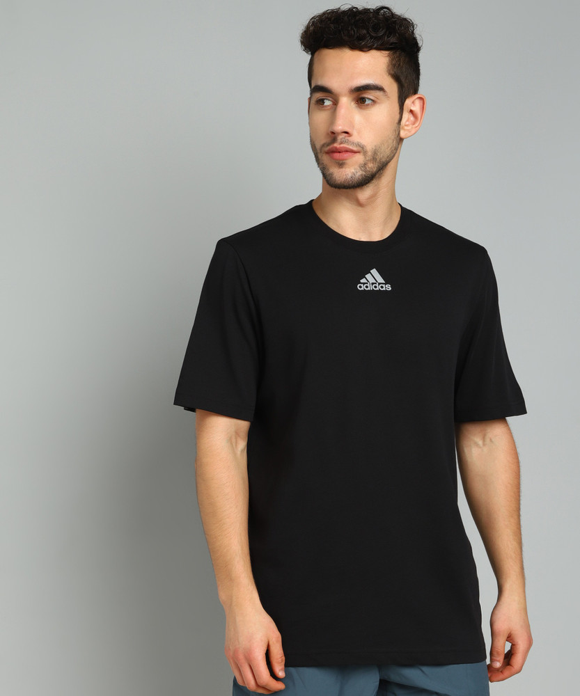 ADIDAS Solid Men Round Neck Black T-Shirt - Buy ADIDAS Solid Men Round Neck  Black T-Shirt Online at Best Prices in India | Flipkart.com