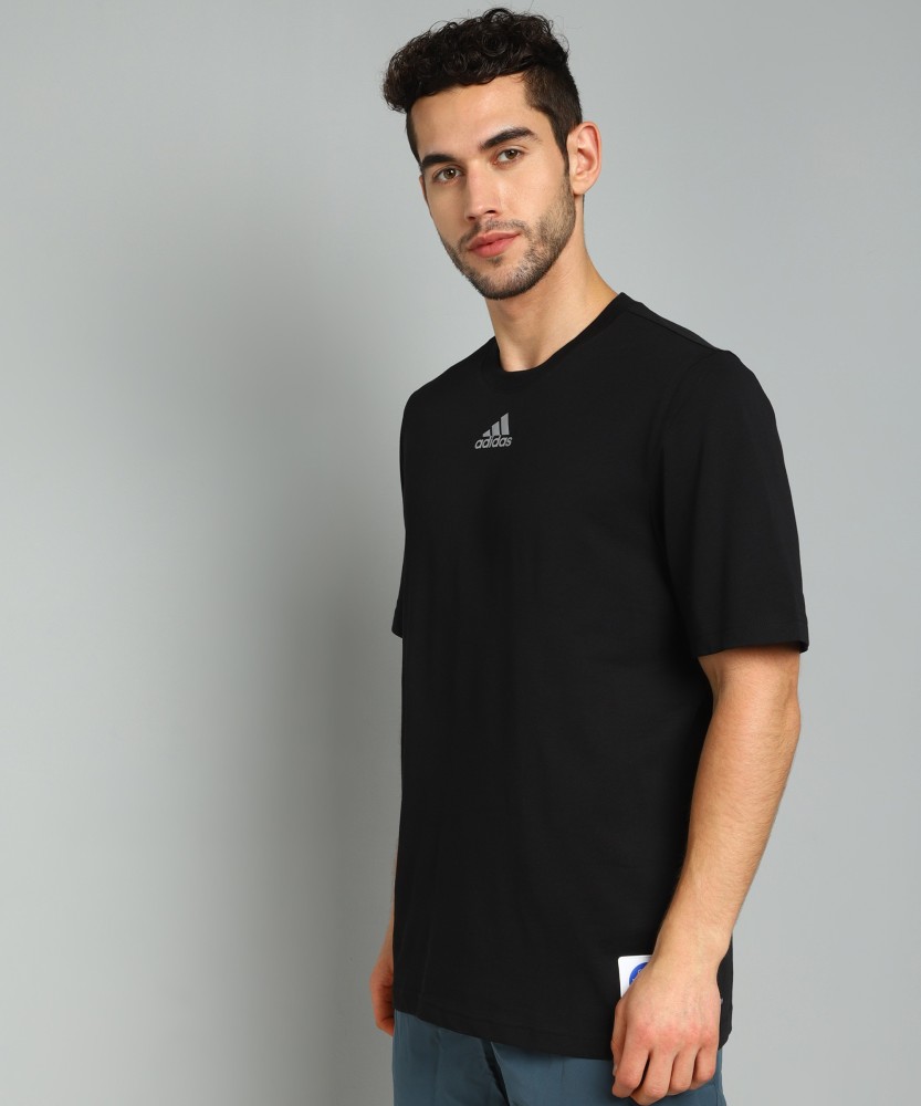 ADIDAS Solid Men Neck Black T-Shirt - Buy ADIDAS Solid Men Round Neck Black T-Shirt Online Best Prices in India | Flipkart.com