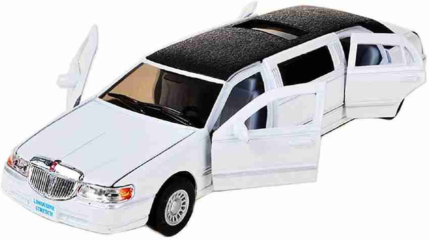 HALO NATION 1 38 Scale DieCast Limousine Metal Lincoln Town Stretch Limousine die cast Model Car Toy All door Open Bonnet Open Roof Top Open Pull Back Detail Design Limo Car Toy White 1 38 Scale DieCa...