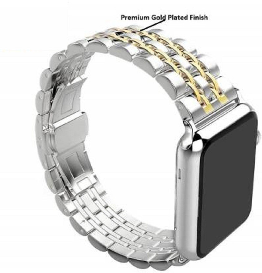 Monkish Silver Gold Duel Tone Stainless Steel Metal Chain Strap