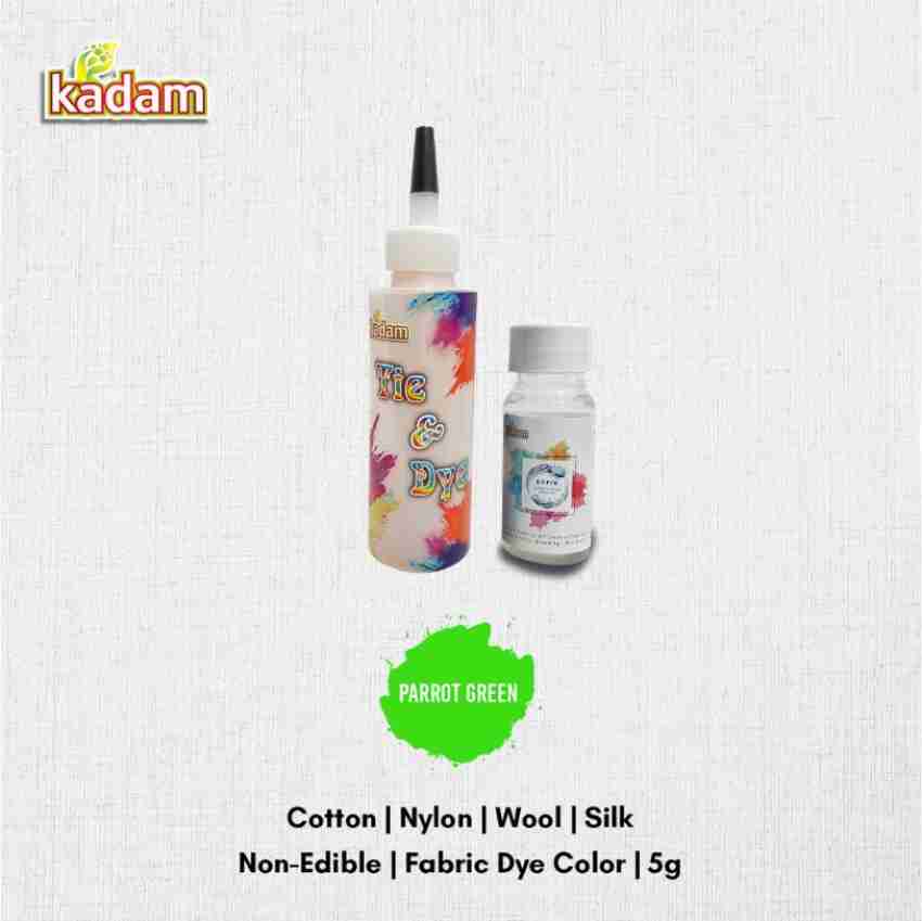 Kitoarts Parrot Green Dye for Clothes 50 Gm, Fixer 50 Ml, Fabric Dye for Cloth  Permanent
