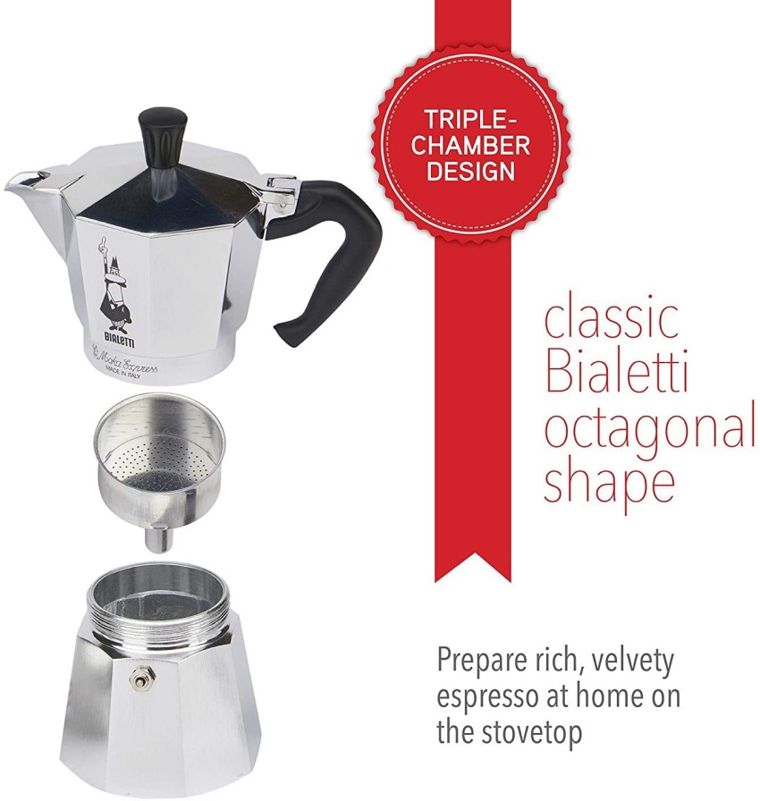 Buy Bialetti Moka Express Coffee Maker, Moka Pot, Made in Italy 3 Cups,  Silver Online at Best Prices in India - JioMart.