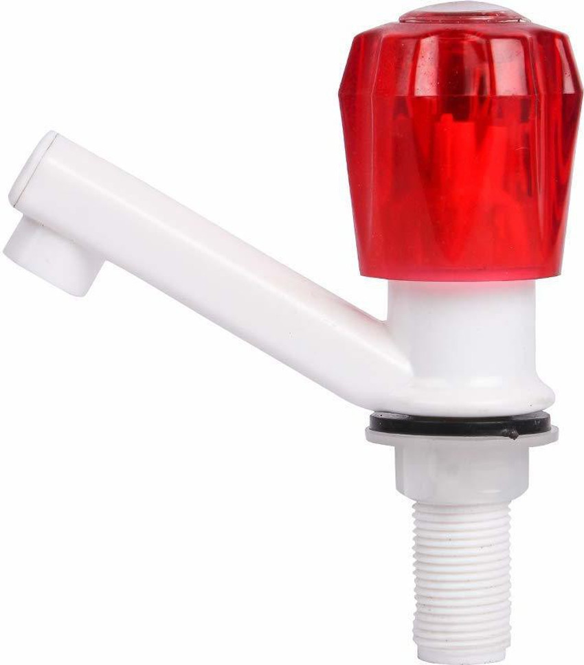 Soccer Plastic Pillar Cock Tap Pack of 1 Heavy Duty Crystal Plastic Water Tap for wash Basin Plastic Piller Bib Cock Sink Tap Bathroom Bibcock for Hot Cold Water Wash Basins Cock Pillar Tap Faucet
