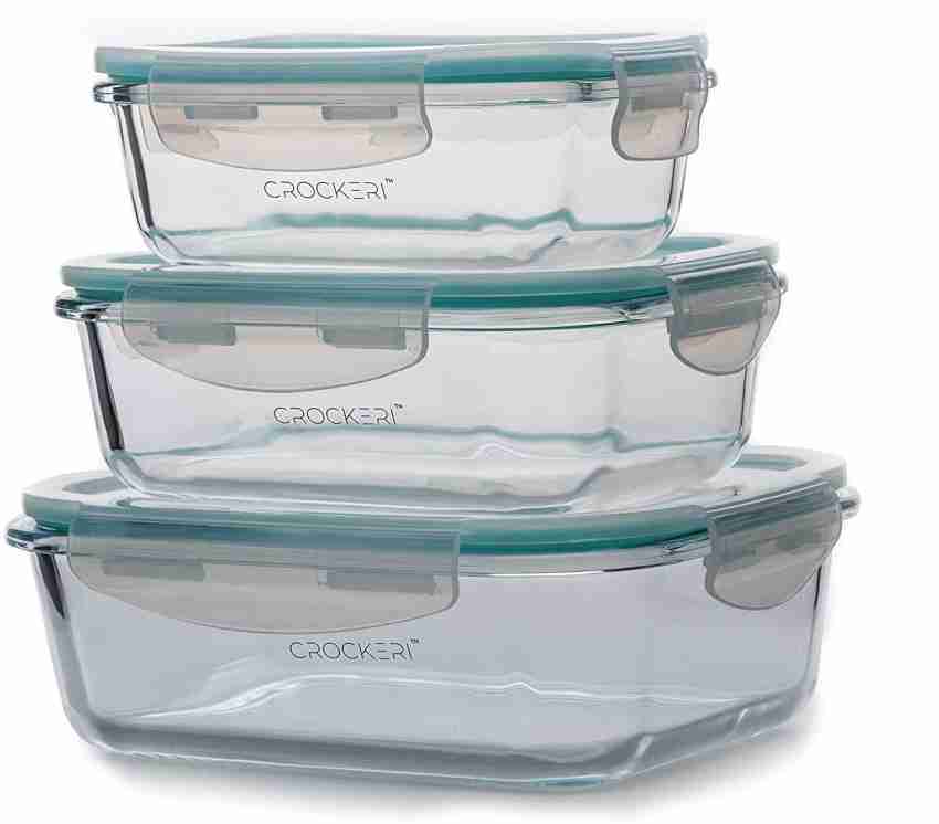 Rectangular Glass Storage Container With Air Vent Lid (400ml, 620 ml, 1000  ml)