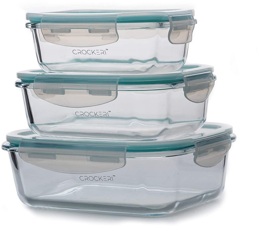 Rectangular Glass Storage Container With Air Vent Lid (400ml, 620