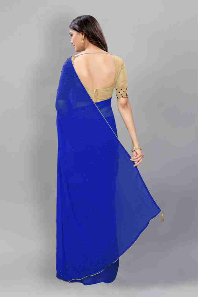 Buy Julee Solid/Plain Bollywood Georgette Blue Sarees Online @ Best Price  In India