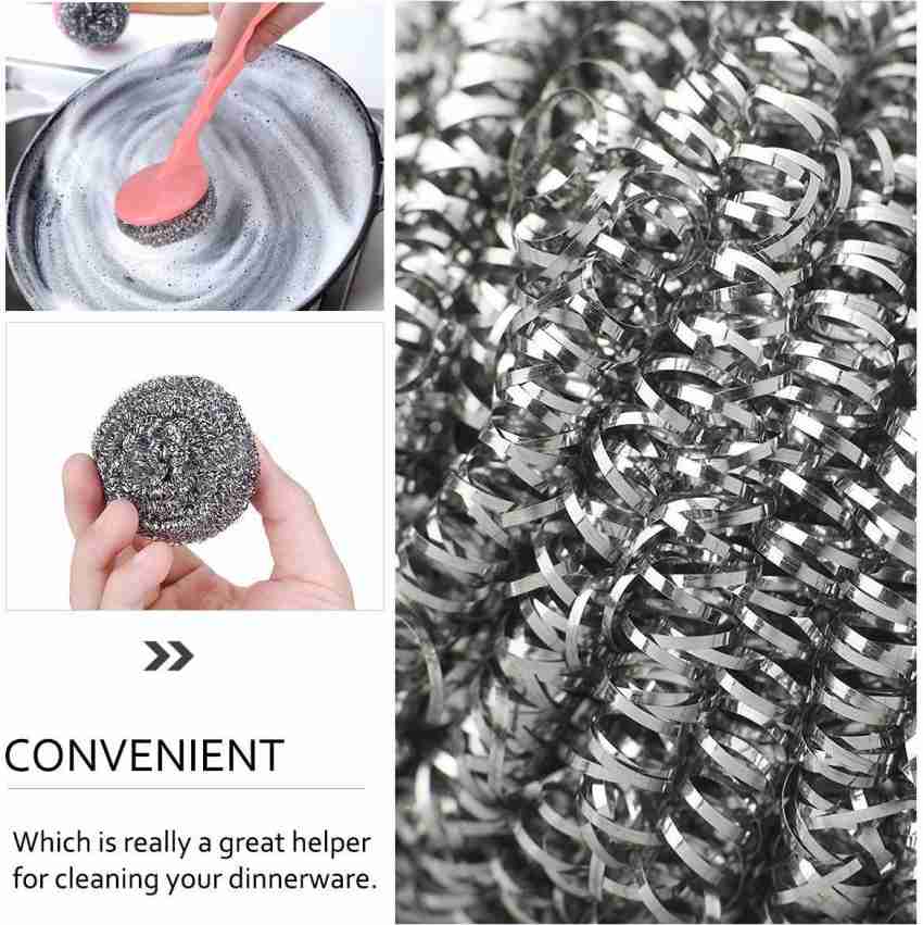 Kitchen Stainless Steel Sponges Scourer with Long Handle Non