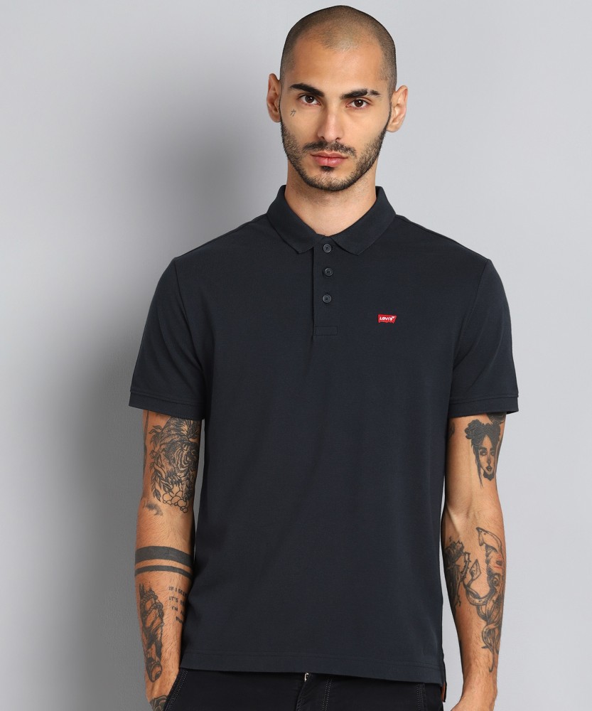 LEVI'S Solid Men Polo Neck Black T-Shirt Buy LEVI'S Solid Men Polo Neck  Black T-Shirt Online at Best Prices in India