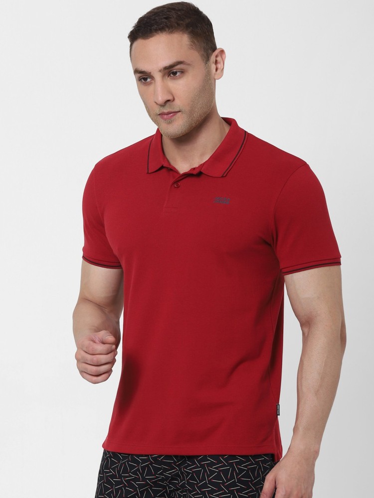 JACK & JONES Solid Men Polo Neck Red T-Shirt - Buy JACK & JONES