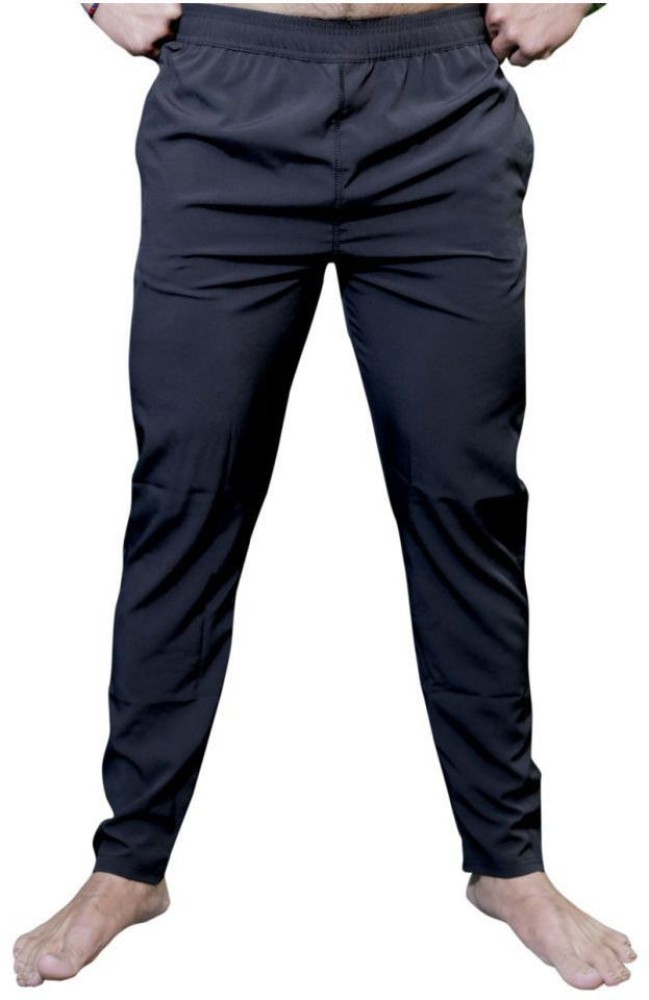 Solid Men Navy Blue 4 Way Lycra Track Pant, Slim Fit Manufacturer